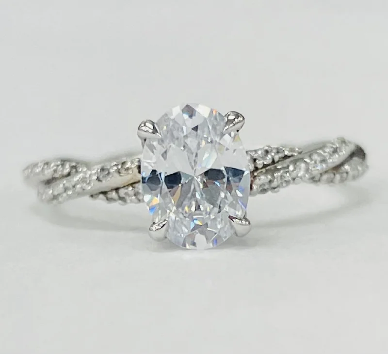 engagement rings with colored stones-Romance - Pave Diamond Twist Setting