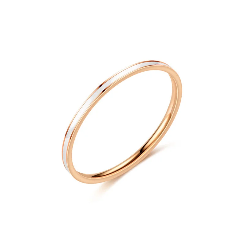 1mm Drip Ring-Rose Gold White Oil