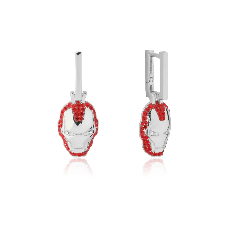 women’s colorful hoop earrings-Disney Stainless Steel 14ct White Gold Plated Iron Man Crystal Drop Earrings