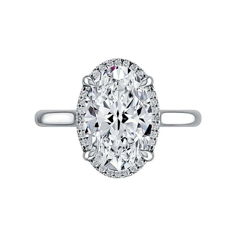 platinum solitaire rings with diamonds-Diamond Halo Semi Mount Ring | 14k White (4.00ct Head)