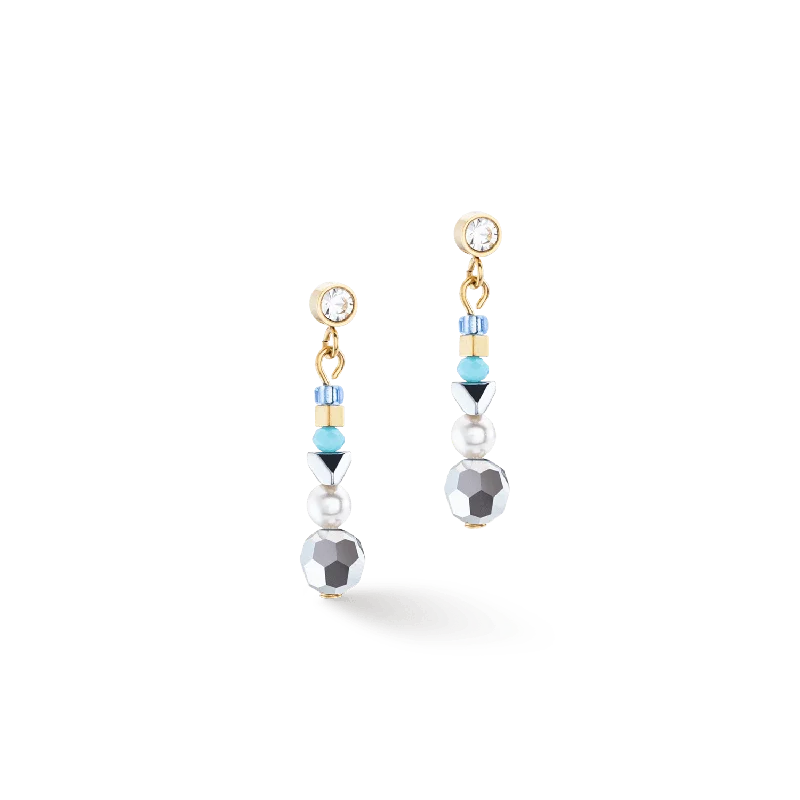 women’s refined gold earrings-Ocean Vibes Turquoise Gold Earrings