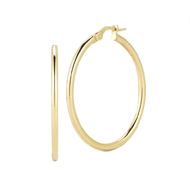 women’s bohemian earrings-Roberto Coin 18k Yellow Gold 35MM Round Hoop Earrings