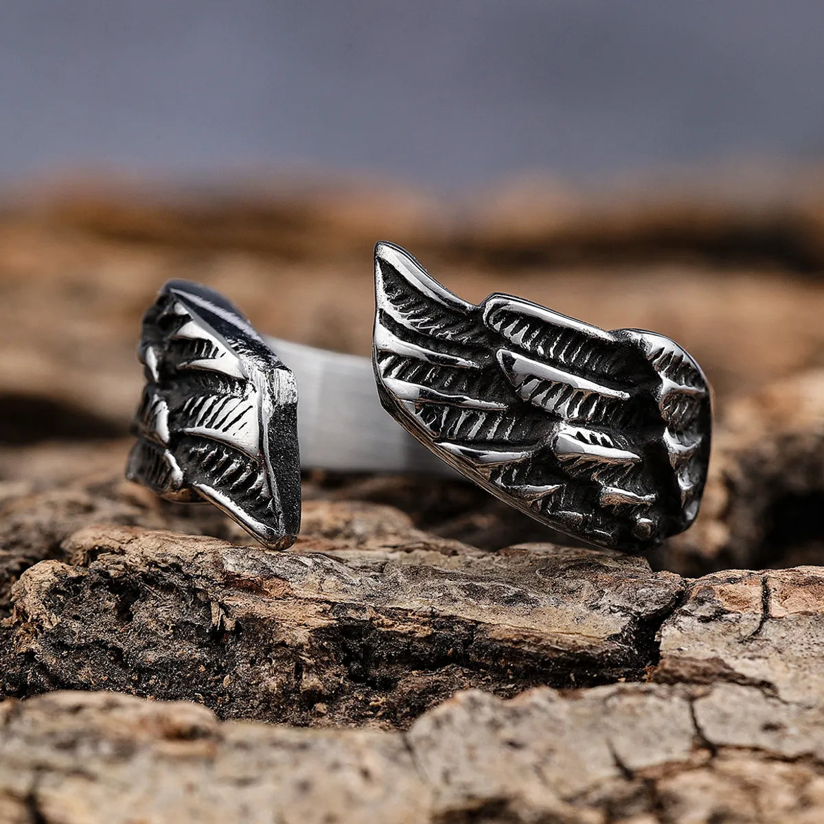 wedding rings with diamonds for women-Punk Cool Style Wings 304 Stainless Steel Men'S Open Ring