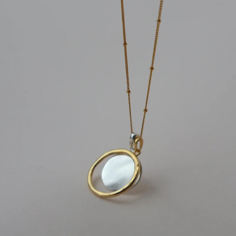 women’s heirloom gemstone necklaces-'New Moon' Open Circle Necklace