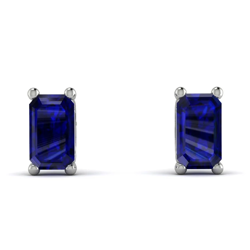 women’s diamond hoop earrings-Hidden Diamonds Emerald Cut Sapphire Earrings - Angel No. 30