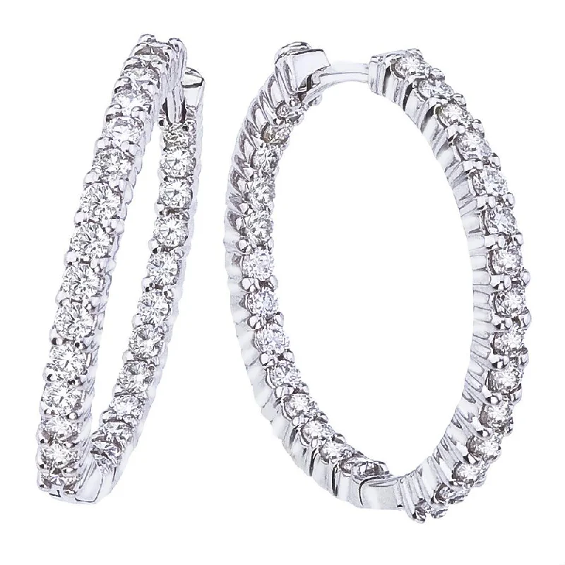 women’s double-drop earrings-Roberto Coin 25mm Small Diamond Hoop Earrings 18K White Gold