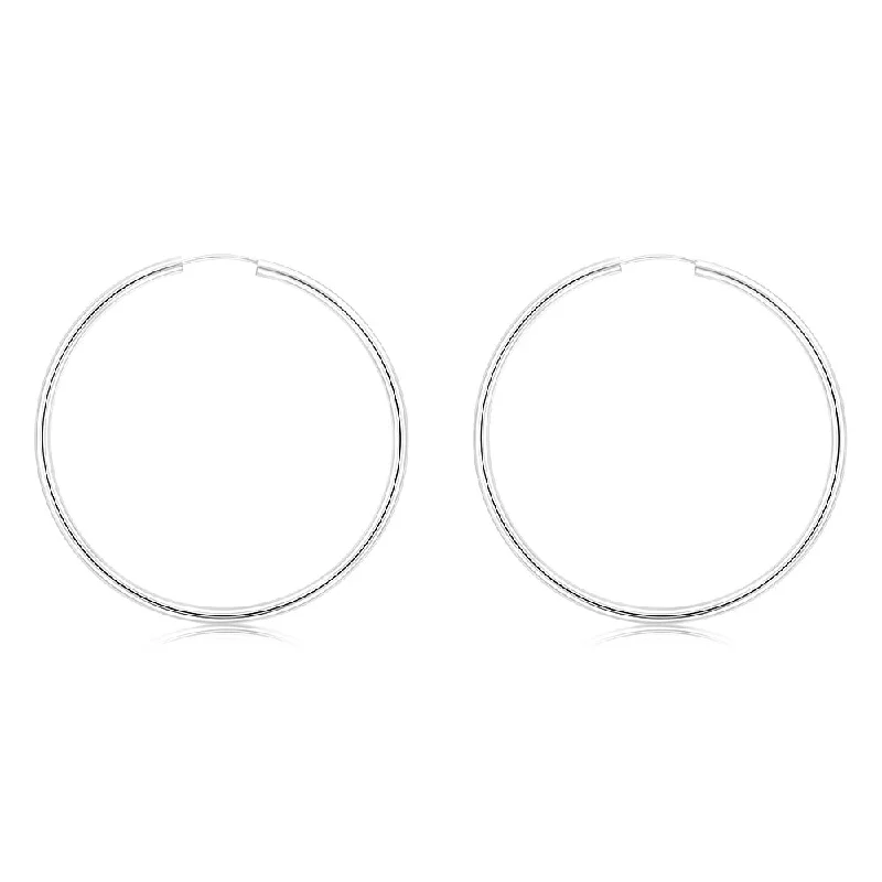 women’s precious gemstone earrings-Sterling Silver Plain 40mm Sleeper Earrings