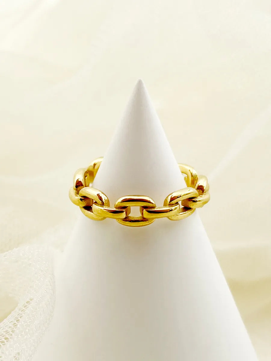 women’s infinity rings-Simple Style Solid Color Stainless Steel Plating Gold Plated Rings