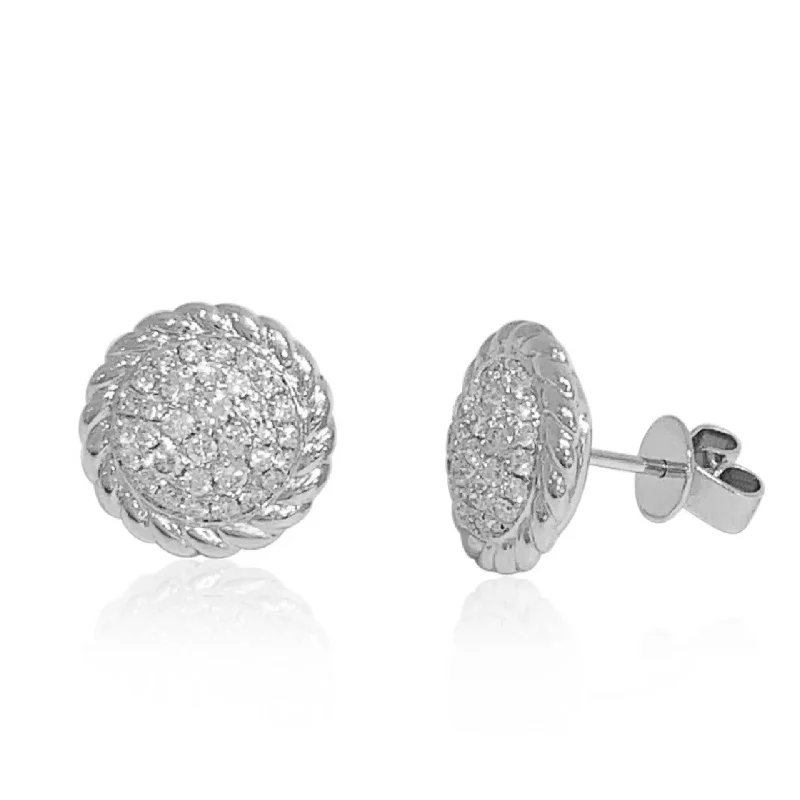 women’s glittering drop earrings-White Gold Diamond Cluster Stud Earrings