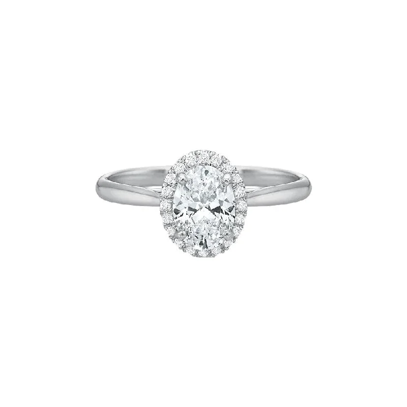 engagement rings with classic diamonds-Oval New Aire Halo Semi Mount Ring