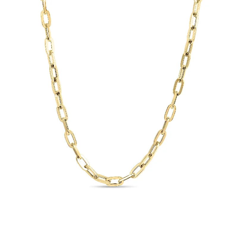 women’s luxury necklaces-18k Yellow Gold Classic Oro Collar Necklace - 22 Inch