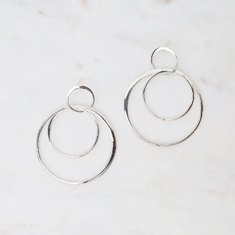 women’s charm earrings-Triple Hoops Post Earrings