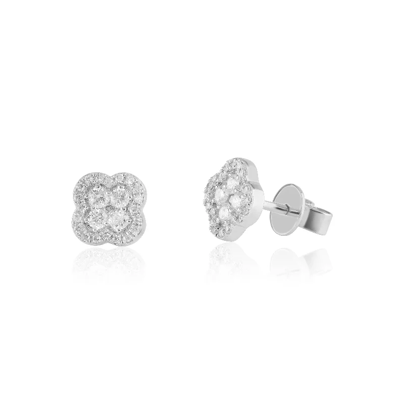 women’s gorgeous crystal earrings-Clover Cluster Stud Earrings