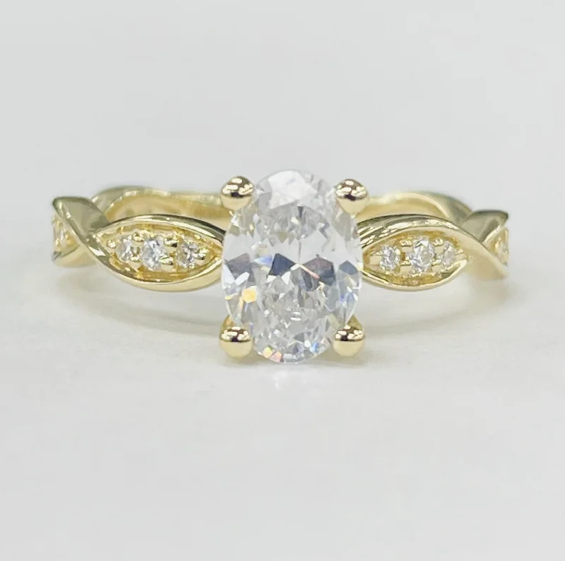 engagement rings with sapphires for brides-Noam Carver - Yellow Gold Diamond Head And Twist Diamond Shank Setting