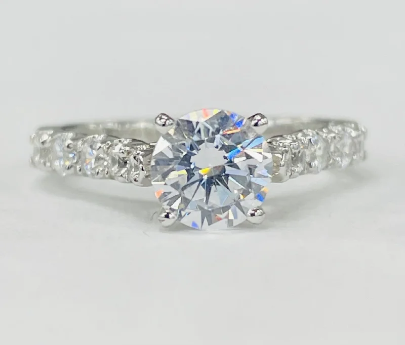 classic engagement rings for brides-Romance - Shared Prong Cathedral Diamond Setting