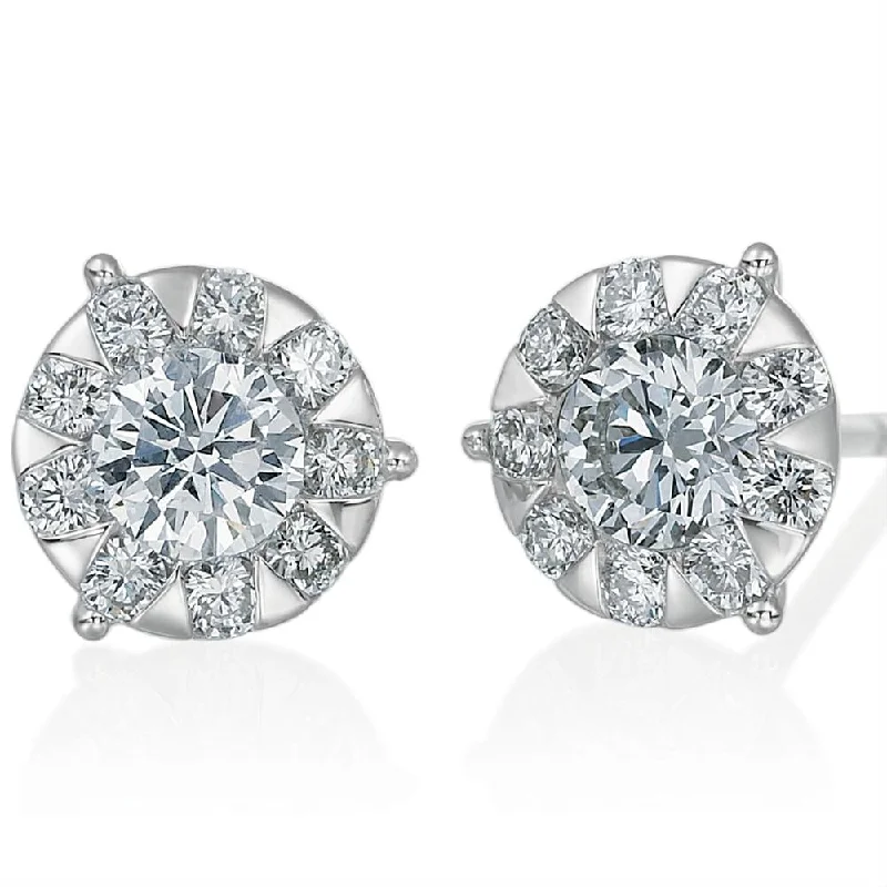 women’s vintage stud earrings-Memoire Diamond Bouquets Three Prong Diamond Stud Earrings