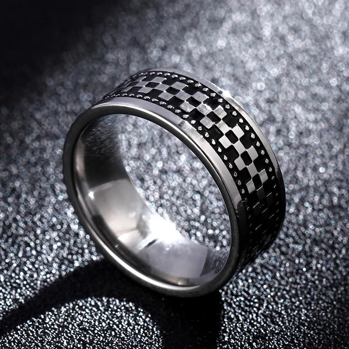 women’s simple wedding rings-Simple Style Geometric Titanium Steel Rings Carving Stainless Steel Rings