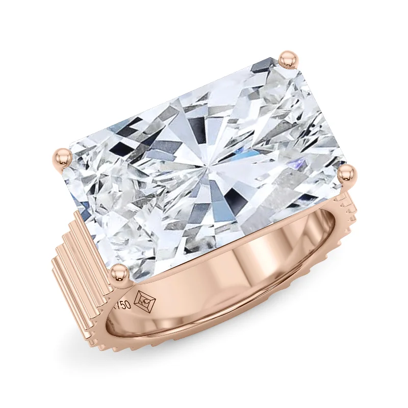 custom-designed engagement rings-Radiant East-West Lab Grown Diamond Fluted Ring