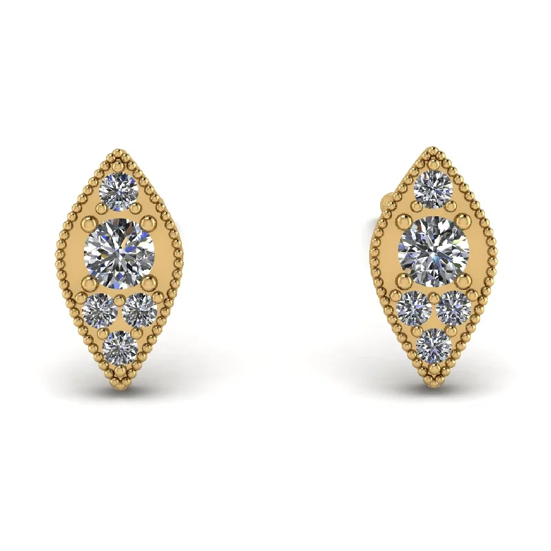 women’s gold diamond stud earrings-Milgrain Marquise Diamond Earrings - Faye No. 1