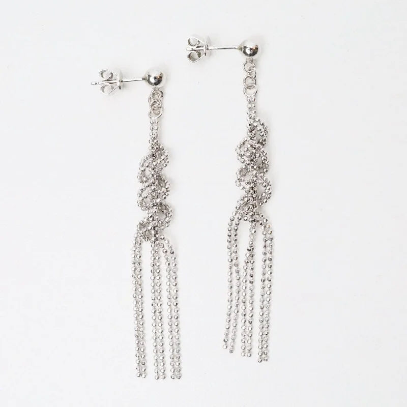 women’s fashion hoop earrings-Sterling Silver Woven Lace Helix Earrings