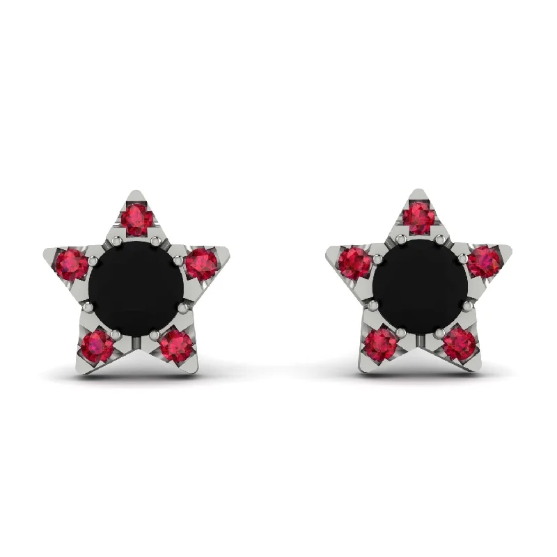 women’s large gemstone earrings-Star Halo Black Diamond Earrings - Zelda No. 54