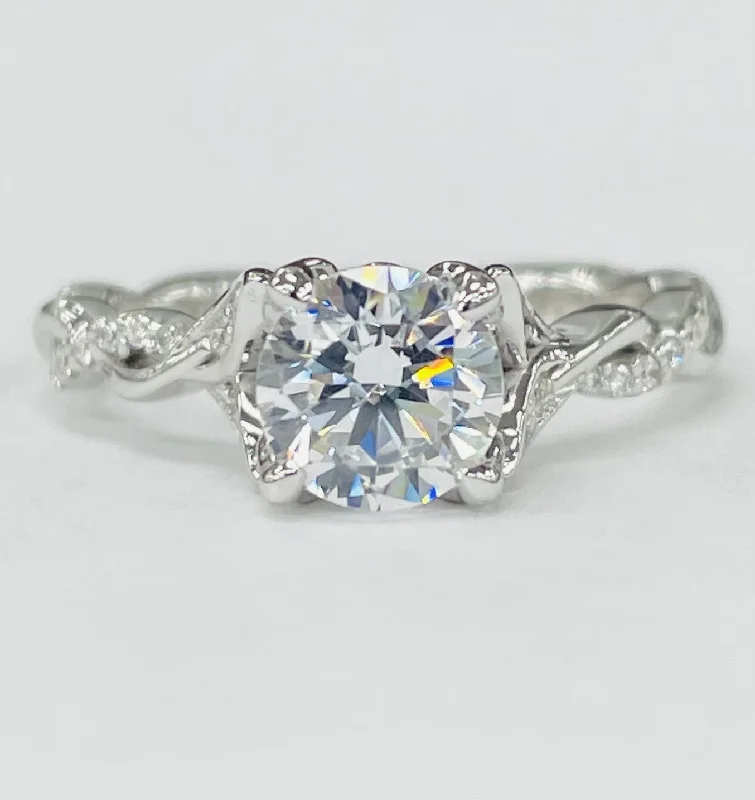 engagement rings with side stones-ArtCarved - Floral Twist Diamond Setting