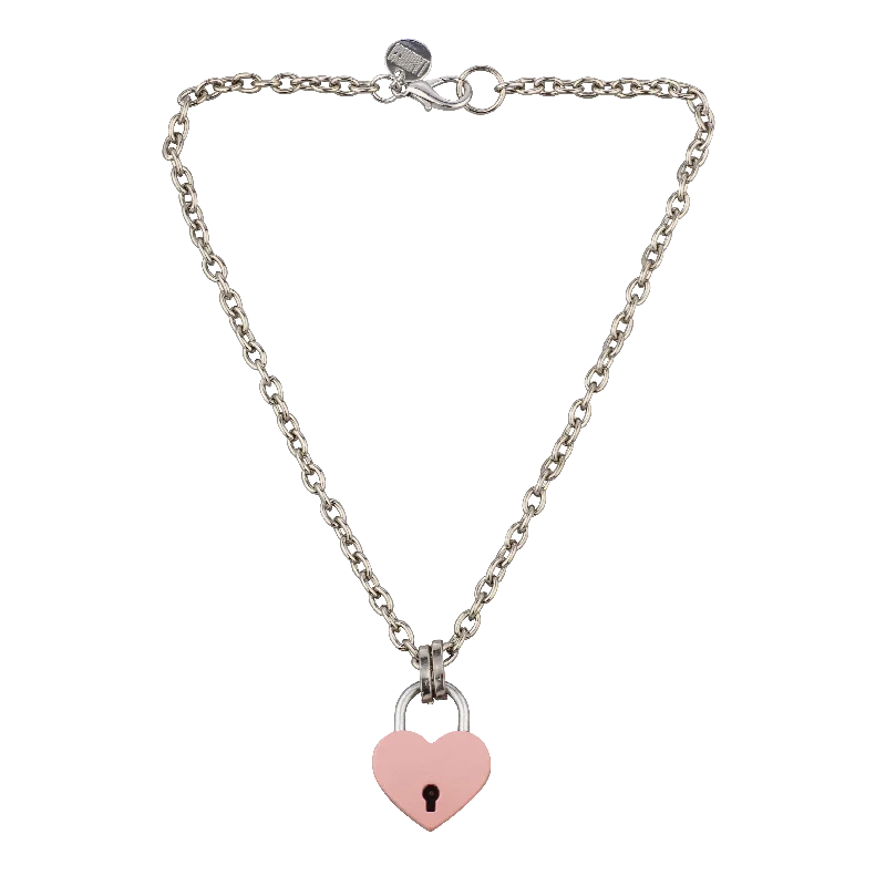 women’s statement gold necklaces-Soft Focus Pink Heart Locket Necklace