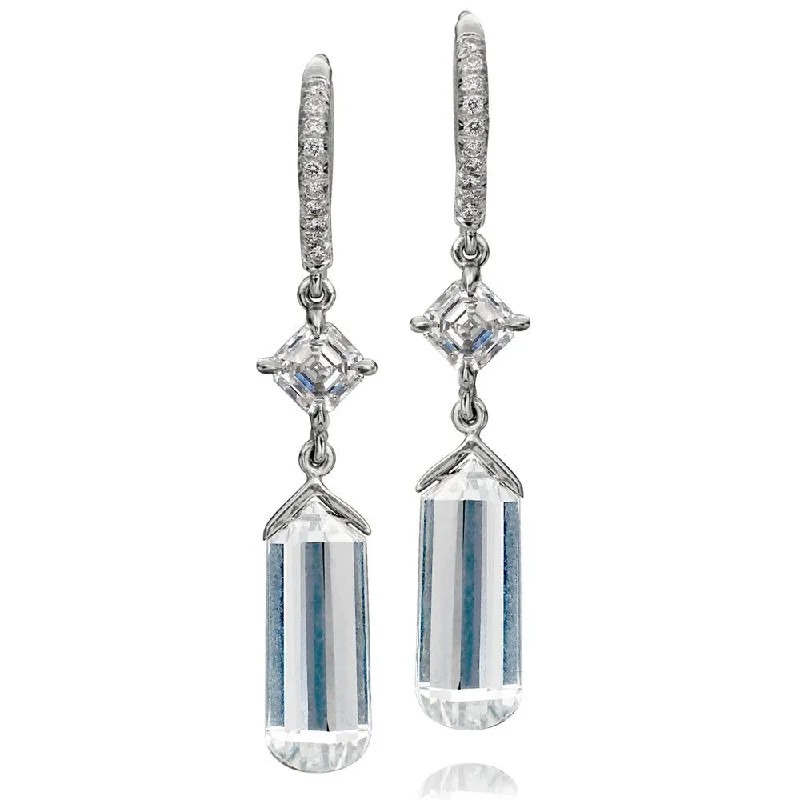 women’s glamorous chandelier earrings-Platinum Briolette Diamond Dangle Earrings 3.09 Carats