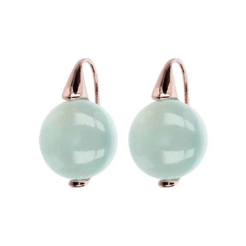 women’s gold crystal earrings-Bronzallure Rose Gold Plated Alba Aqua Chalcedony Earrings