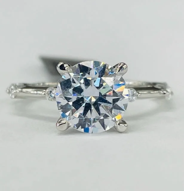 engagement rings with diamond halo for brides-Noam Carver - Premium Petite Hidden Halo Station Diamond Setting