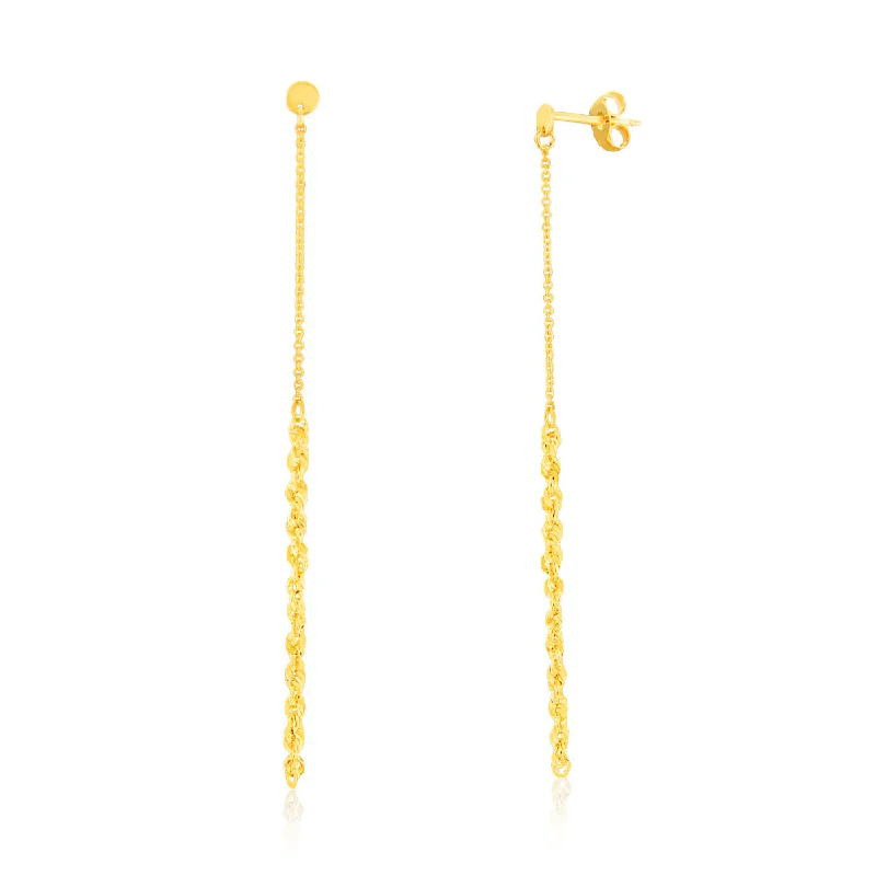 women’s perfect stud earrings-9ct Yellow Gold Rope Drop Earrings