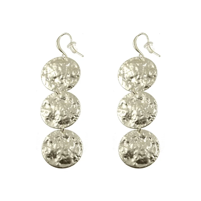 women’s opal gemstone earrings-Triple Silver Coin Earrings