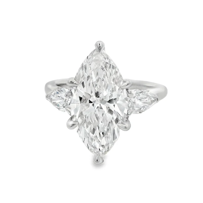 dazzling three-stone engagement rings-Elegant 4CT Marquise Engagament Ring - Lab Grown