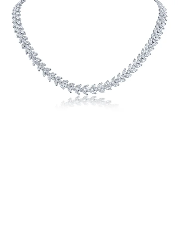 women’s trendy necklaces-Marquise and Round CZ Necklace