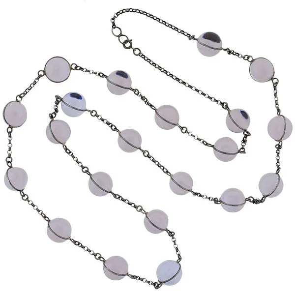 women’s pearl choker necklaces-Art Deco Sterling Lavender "Pools of Light" Necklace