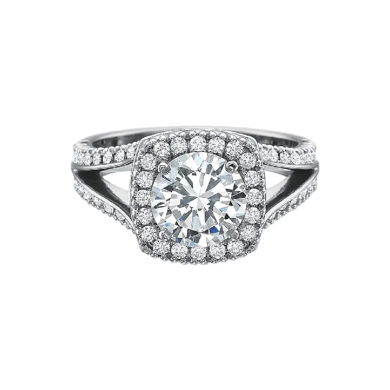 luxury engagement rings with sapphires-New Aire Split Shank Cushion Halo Semi Mount Ring