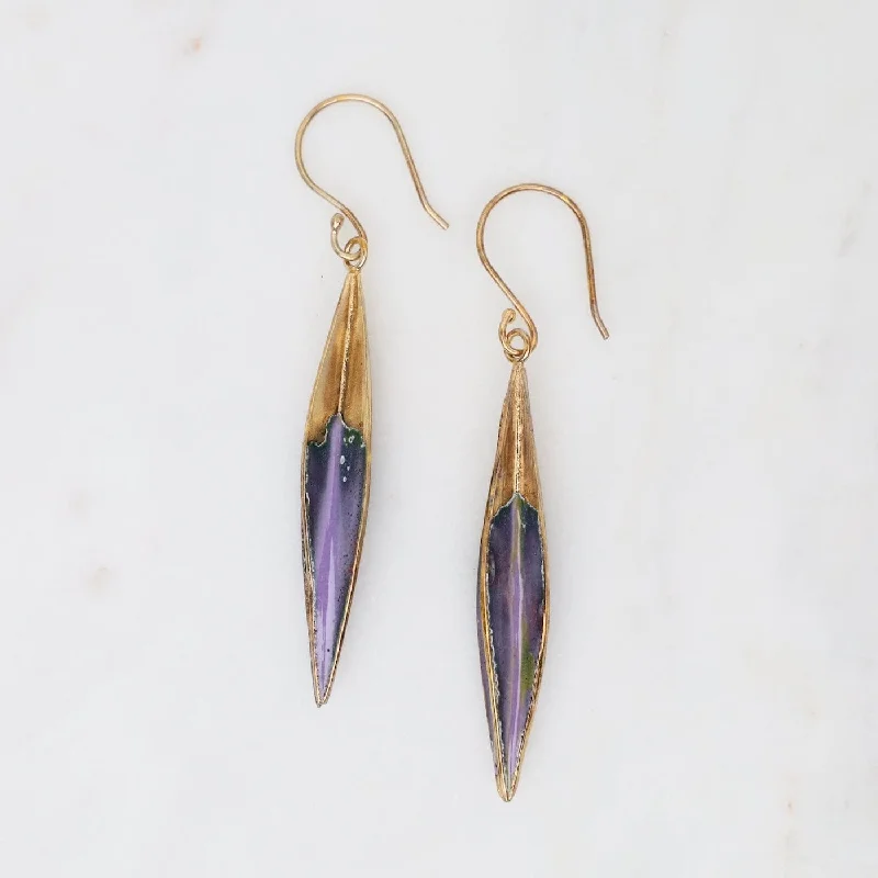 women’s opulent earrings-Small Architectural Pod Earrings in Violet