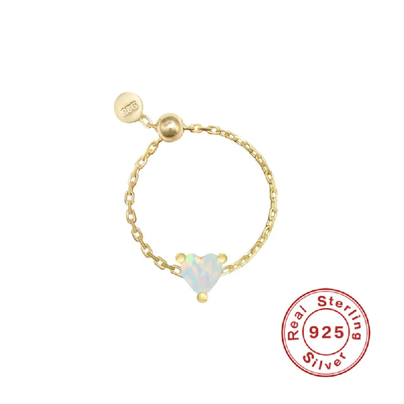 Golden Heart Shape-White Opal