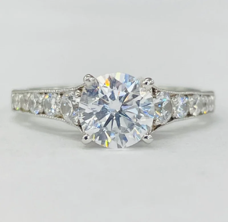 engagement rings with intricate settings-Romance - White Gold Graduated Diamond Setting