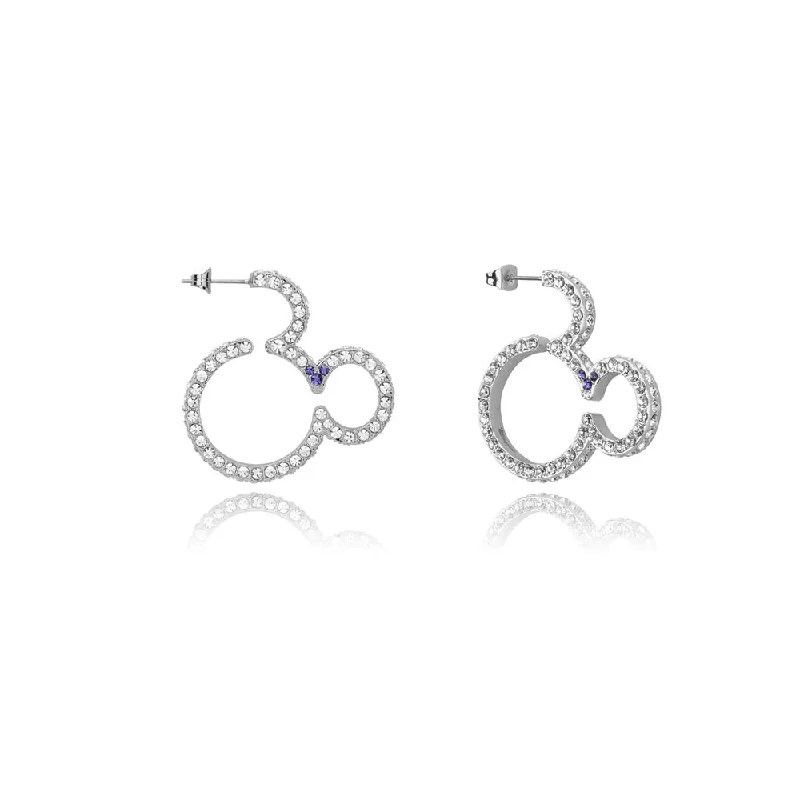 women’s fashionable earrings-Disney Mickey Mouse Crystal Hoop Earrings