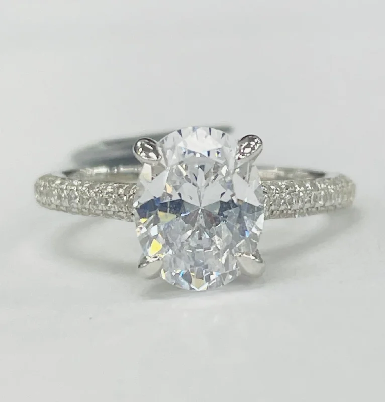 engagement rings with vintage cuts for brides-Noam Carver - Premium Accented Pave Diamond Hidden Halo Setting