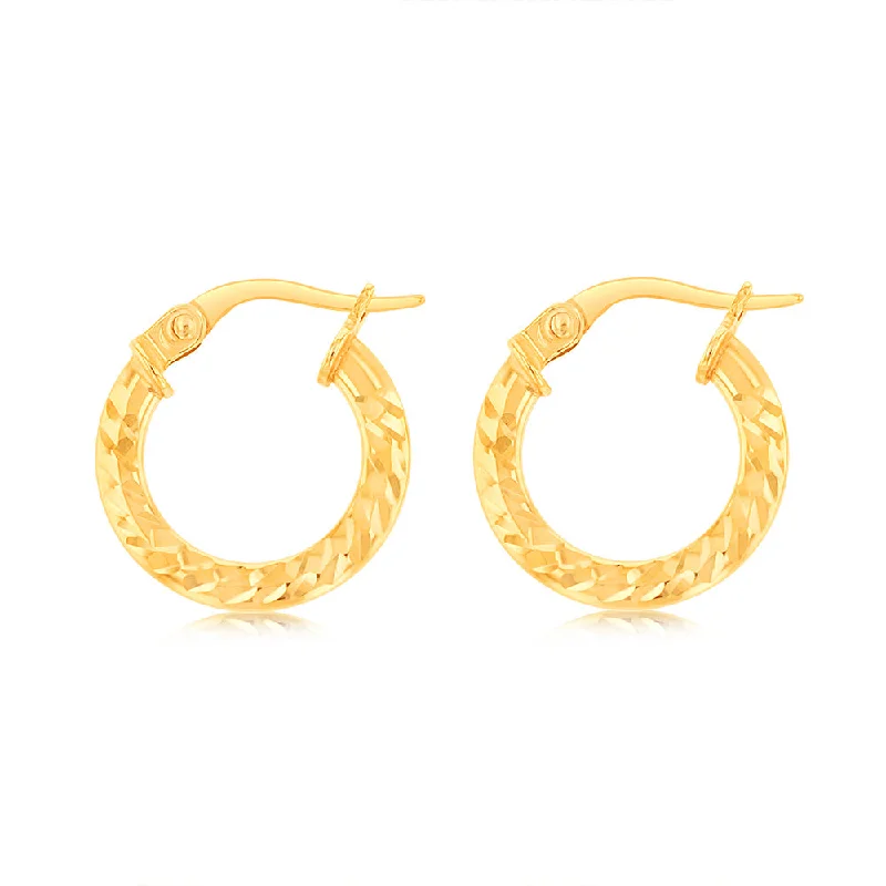 women’s multi-colored drop earrings-9ct Yellow Gold Wise 10mm Hoop Earrings