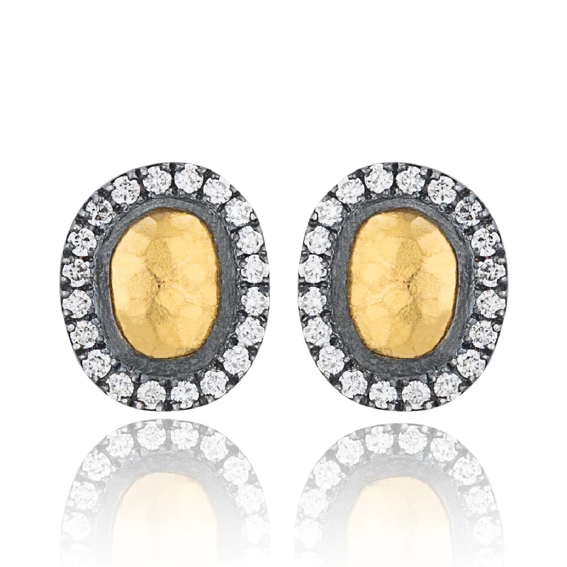 women’s glamorous drop earrings-Lika Behar "Reflection" Stud Earrings Sterling & 24K Gold with Diamonds RFL-E-301-GOXD