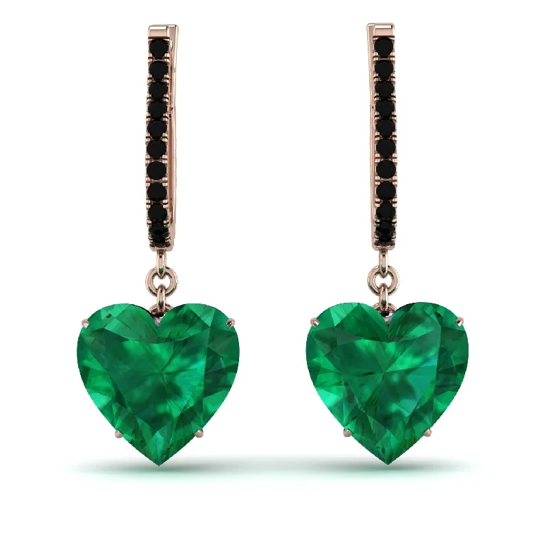 women’s chic diamond earrings-Heart Emerald Earrings - Noelle No. 35