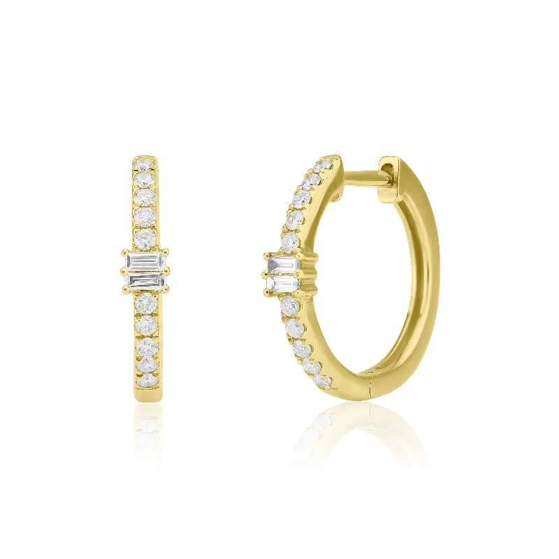 women’s colorful drop earrings-Round and Emerald Cut Diamond Earrings