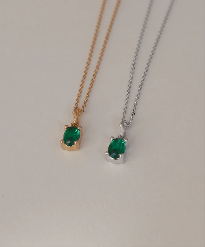 women’s stylish crystal pendants-'Kate' Green Oval Necklace