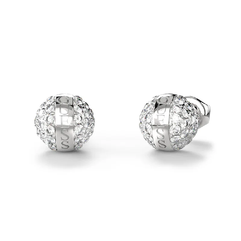 women’s stunning silver earrings-Guess Stainless Steel 7mm Crystal Bead Stud Earrings