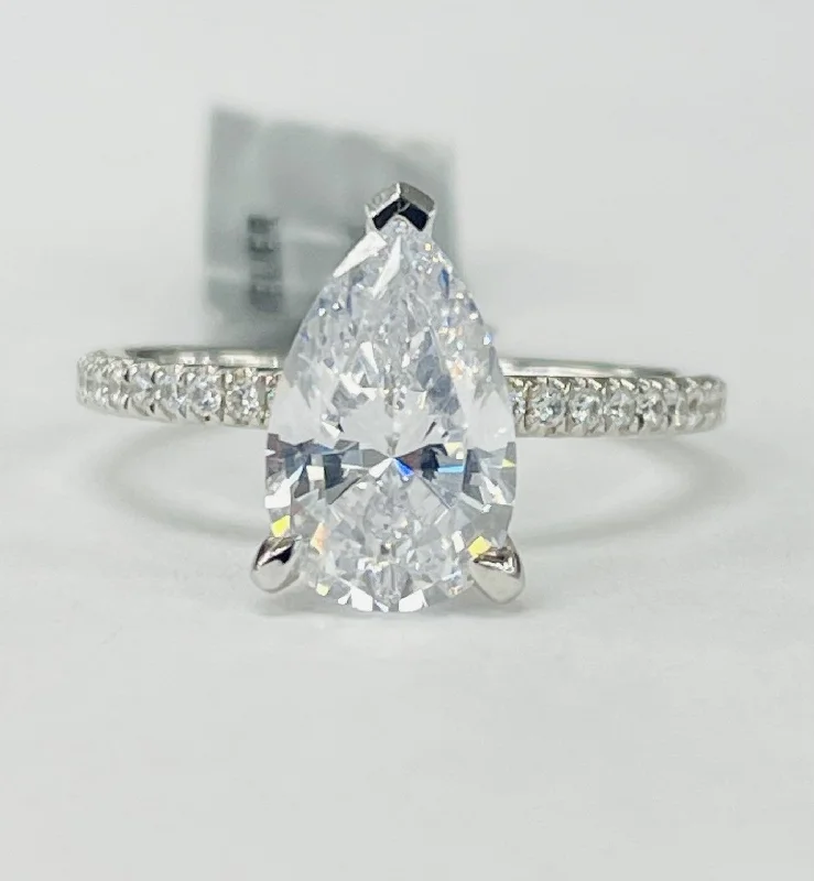 stylish three-stone engagement rings-Noam Carver - Premium Classic Three Prong Diamond Accented Solitare Setting