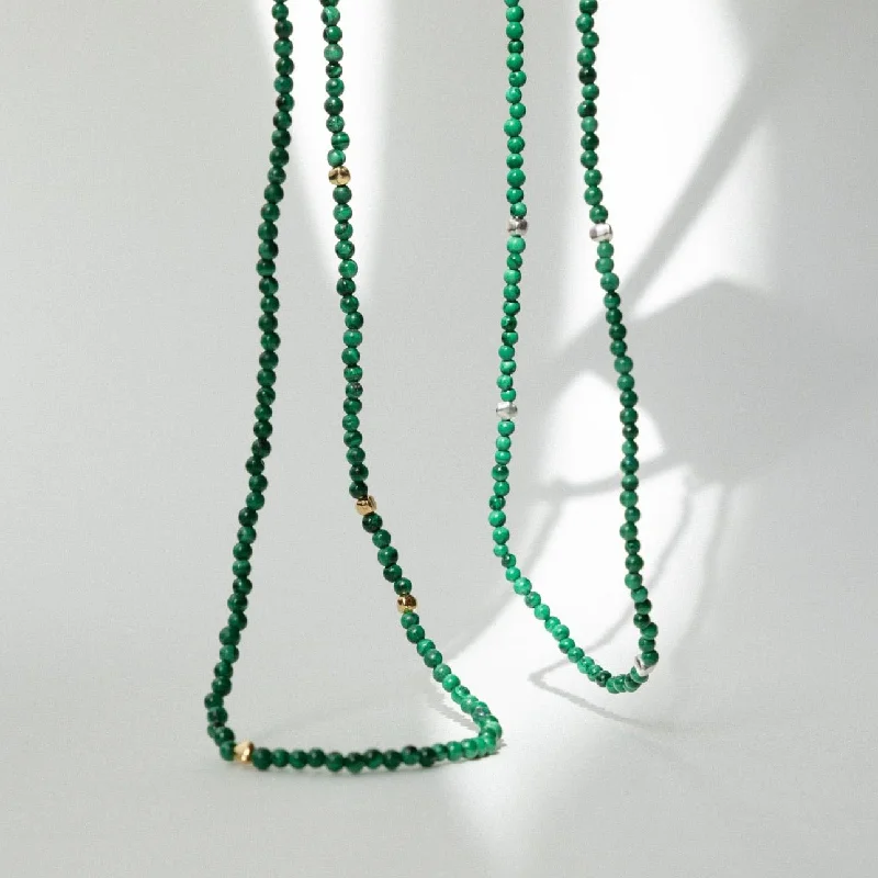 women’s layered gemstone bar necklaces-'Madison' Malachite Beaded Necklace