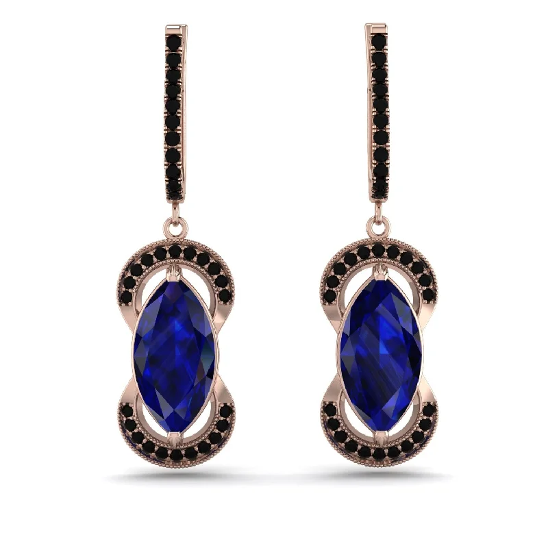 women’s intricate design earrings-Marquise Vintage Sapphire Earrings - Marley No. 44